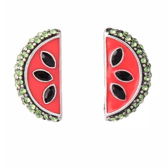 Cute Crystal Watermelon Stud Earrings - Picture 3 of 5